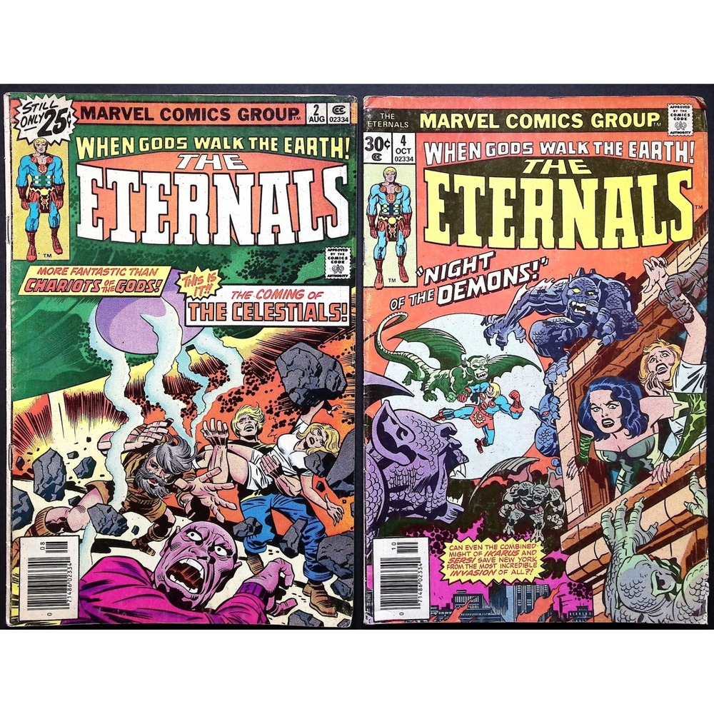 The Eternals Comic Book‎ Lot #2 #4 Newsstand 1st Celestials Jack Kirby VG-
